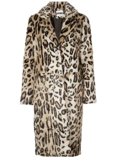 Apparis Charlie Leopard-print Faux-fur Jacket In Neutrals