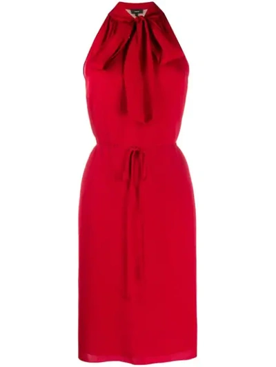 Theory Halter Scarf Dress In Red