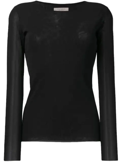 D-exterior Fine Knitted Top In Black