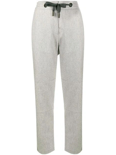 Eleventy Drawstring Cropped Trousers In Grey