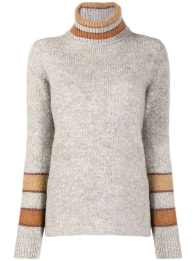 Eleventy Panelled Turtleneck Jumper In Grey