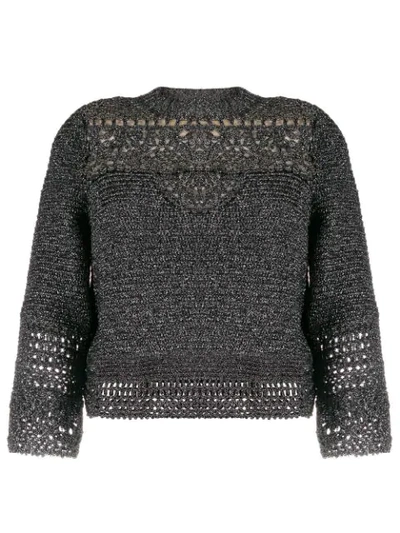 Alberta Ferretti Cropped Sleeve Jumper In Silver