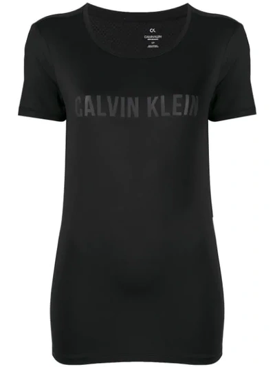 Calvin Klein Mesh Panel Logo T-shirt In Black