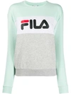 Fila Colourblock Logo Sweatshirt In Grey ,green