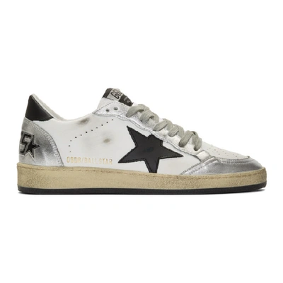 Golden Goose Ballstar Leather Low-top Trainers In White / Silver / Black