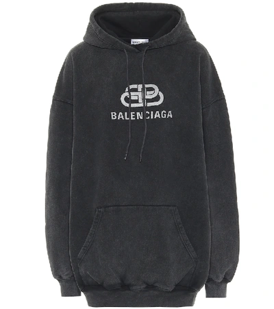 Balenciaga Bb Logo Oversize Hoodie In Black