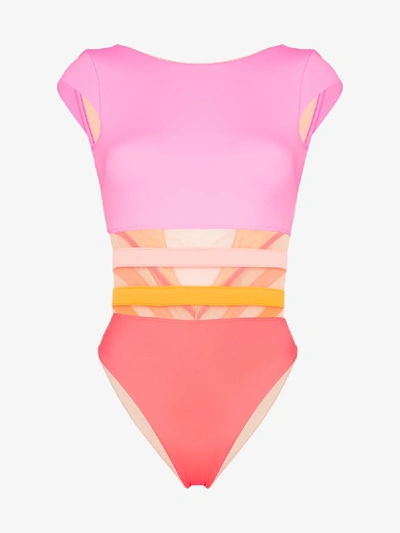 Agent Provocateur Zenaya Short-sleeve Swimsuit In Pink