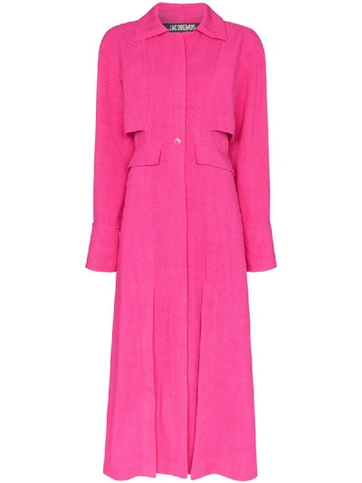 Jacquemus Button Midi Coat Dress In Pink