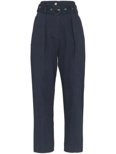 Low Classic High Waist Wide Leg Trousers In Blue