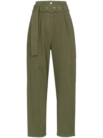 Low Classic High Waist Wide Leg Trousers In Green