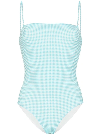 Paper London Stingray Gingham Swimsuit In Blue