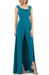 Kay Unger Jumpsuit Gown In Teal