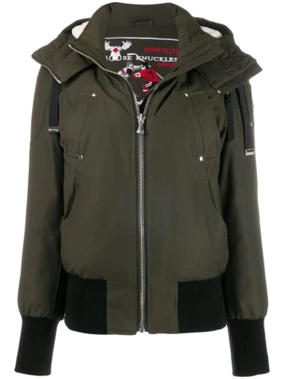 Moose Knuckles Fur Hooded Jacket In Green