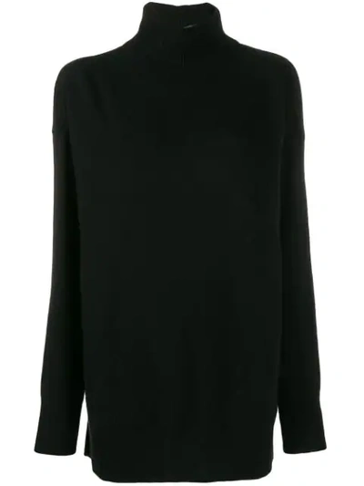 Nude Turtle Neck Fine Knit Jumper In Black
