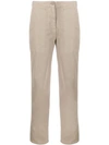 Aspesi Crease Effect Cropped Trousers In Neutrals