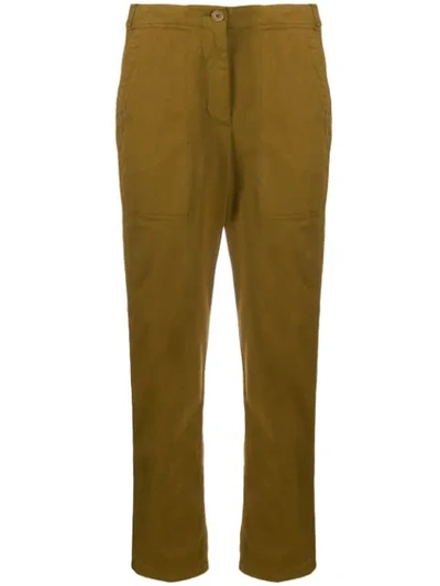 Aspesi Textured Cropped Trousers In Neutrals