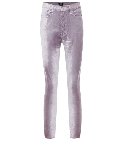 Citizens Of Humanity Olivia High-rise Velvet Skinny Pants In Grey