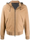 Ermenegildo Zegna Hooded Leather Jacket In Neutrals