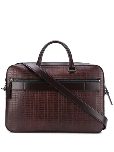 Ermenegildo Zegna Taccuino Leather Laptop Bag In Red