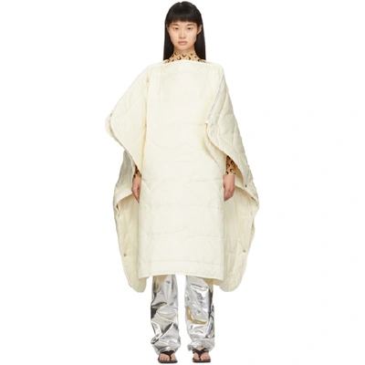 Marine Serre Off-white Upcycled Bed Covers Radiation Poncho In Ivory