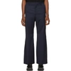 Martine Rose Flared Wool Trousers In Navy