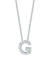 Roberto Coin Tiny Treasures 0.08 Tcw Diamond & 18k White Gold Initial Necklace In Initial G
