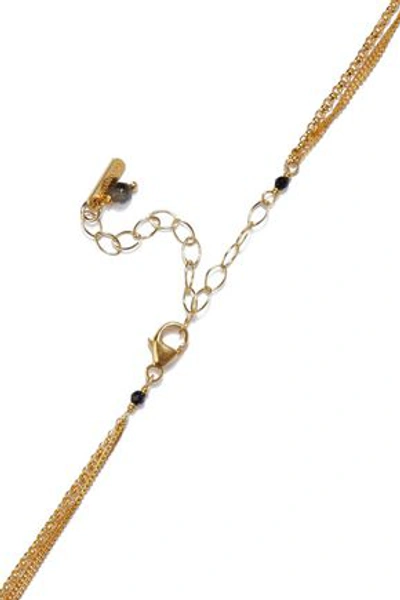 Chan Luu 18-karat Gold-plated Sterling Silver, Pietersite And Spinel Necklace In Black