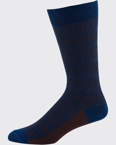 Ace & Everett Men's Russo Cotton-blend Socks In Navy / Mahogany