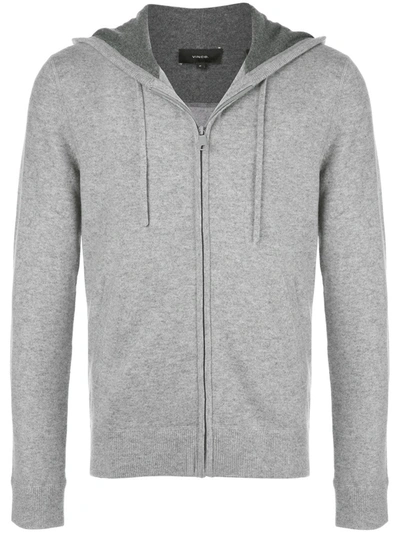 Vince Regular Fit Zip Cashmere Hoodie In Light Grey