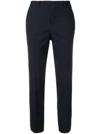 Red Valentino Belted Canvas Tapered Pants In Blue