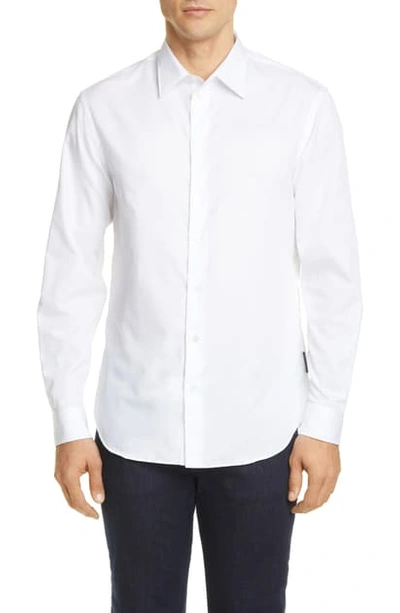 Armani Collezioni Emporio Armani Chevron Regular Fit Shirt In White