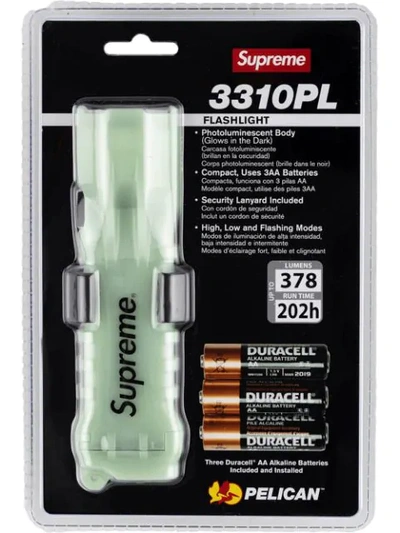 Supreme Photoluminescent Logo Flashlight In Green