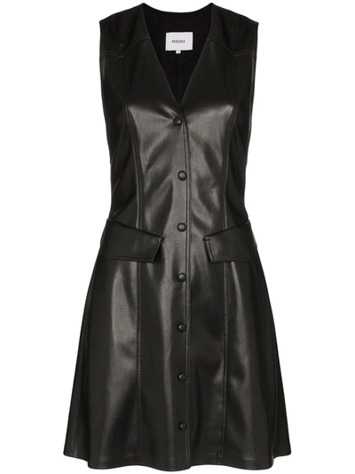 Nanushka Menphi Vegan Leather A-line Minidress In Black