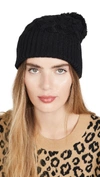 Rag & Bone Aran Wool Blend Pom Beanie In Black