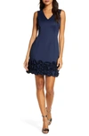 Donna Ricco Cupcake Hem Scuba Sheath Dress In Navy