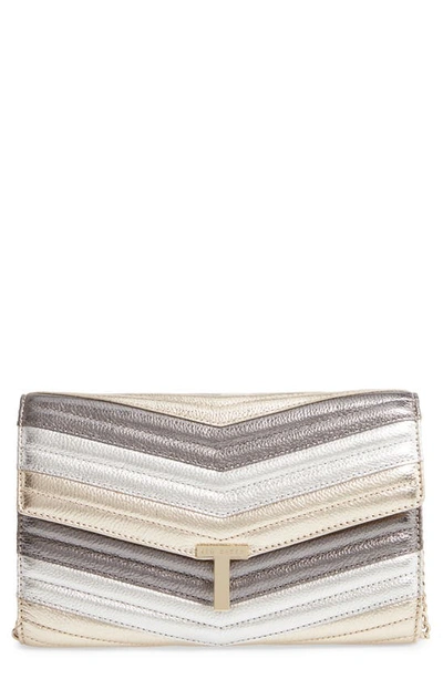 Ted Baker Jasicca Quilted Chevron Leather Clutch In Gold