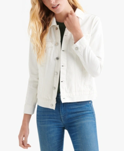 Lucky Brand Cotton Denim Trucker Jacket In White