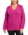 Vince Camuto Plus Size V-neck Sweater In Pink Shock