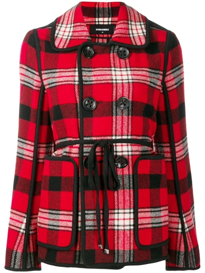 Dsquared2 Double-breasted Checked Top In Red