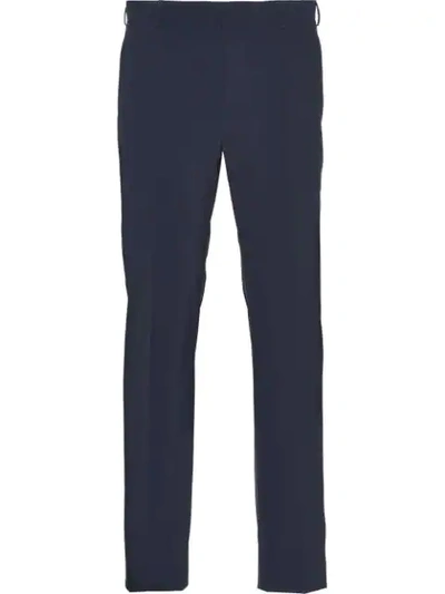 Prada Stretch Technical Poplin Trousers In Blue