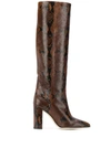 Paris Texas Snakeskin-effect Knee-high Boots In Brown