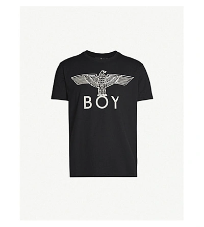 Boy London Metallic Logo-print Cotton-jersey T-shirt In Black White