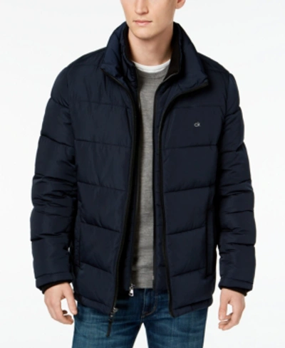 Calvin Klein Men's Big & Tall Full-zip Puffer Coat, Created For Macy's In True Navy