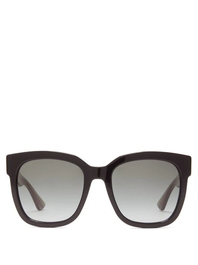 Gucci Web-stripe Square Glittered-acetate Sunglasses In Black/grey Gradient