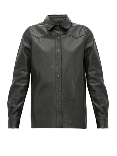 Nili Lotan Juline Snake-effect Leather Shirt In Black