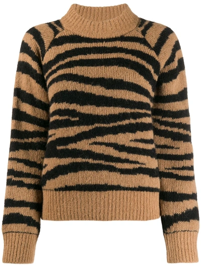 Apc Jemima Tiger-jacquard Alpaca-blend Sweater In Brown