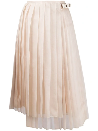 Fendi Women's Pleated Organza Asymmetric Wrap Skirt In Neutrals