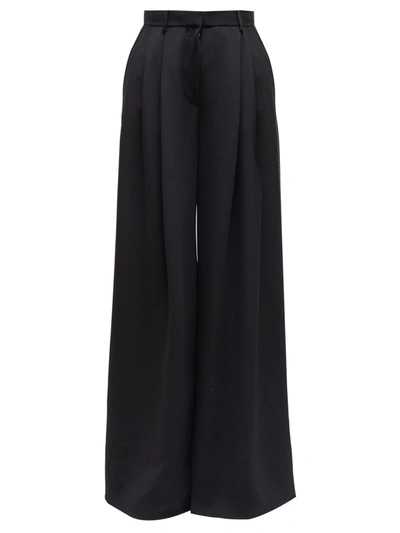 The Row Ossie Pleated Twill Wide-leg Trousers In Black