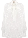 Alexandre Vauthier Polka-dot Pussybow Silk-blend Blouse In White