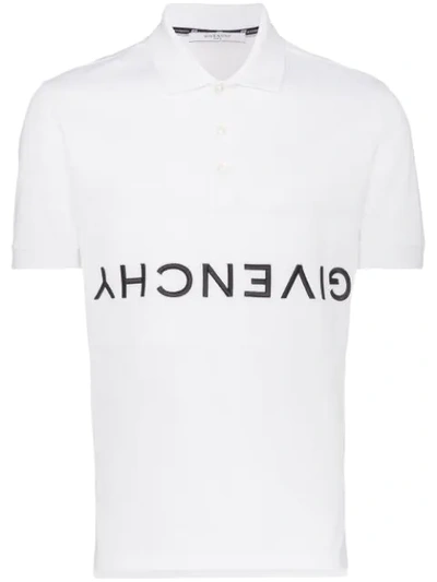 Givenchy Men's Slim Upside Down-logo Polo Shirt In 100 White